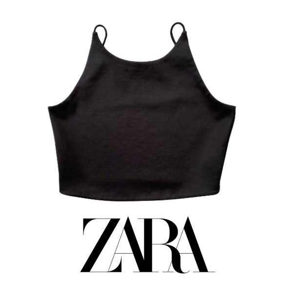 Zara Black Crop Top High Neck Tank - Picture 10 of 10